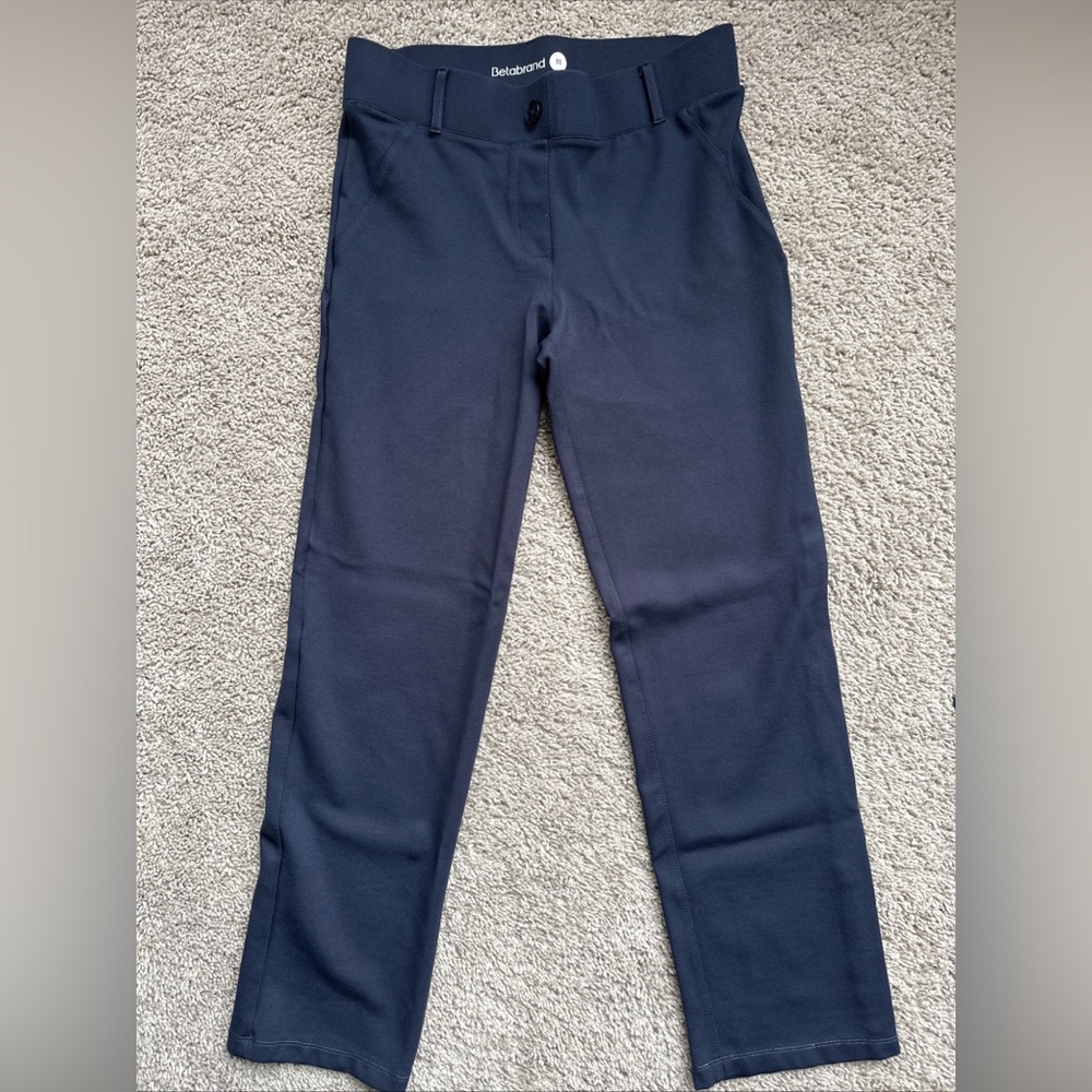 Betabrand Classic Dress Pant Yoga Pant Navy Straight Leg Size Med